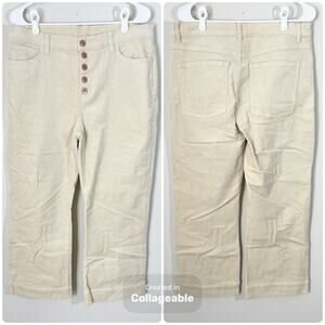 Cabi Palm Beach Crop #4513 Ivory Corduroy Womens 12 Button Fly Pants Straight